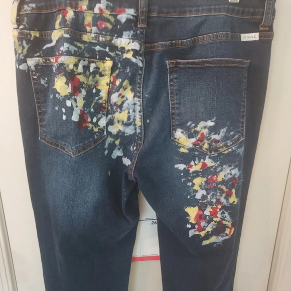 AP Blue Aphrodite Jeans Mid Rise Paint Platter Distressed Skinny Jeans Size 1X - Picture 7 of 12